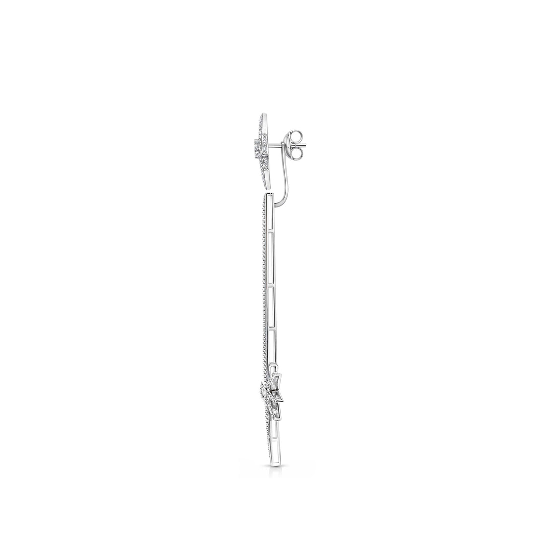 North Star Dramatic Drop Earrings With Curved Hinge