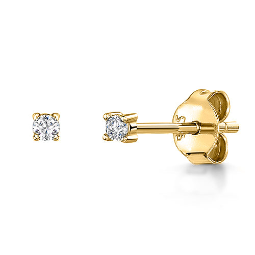 Yellow Gold Cubic Zirconia Solitaire Stud Earrings