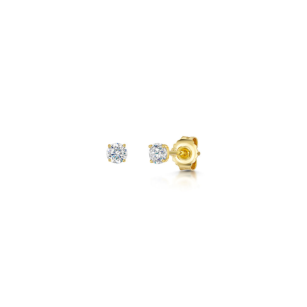 Solitaire Stud Lab Grown Diamond Earrings Set in 9ct Yellow Gold-Exclusive Lab Diamonds 