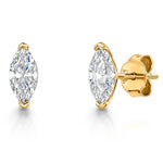 Load image into Gallery viewer, Gold Vermeil Solitaire Marquise Cubic Zirconia Earrings

