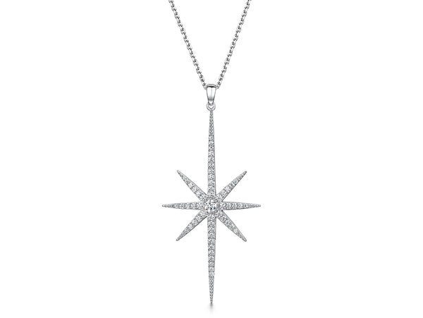 Sterling Silver Cubic Zirconia Large North Star Necklace - JOOLS By Jenny Brown