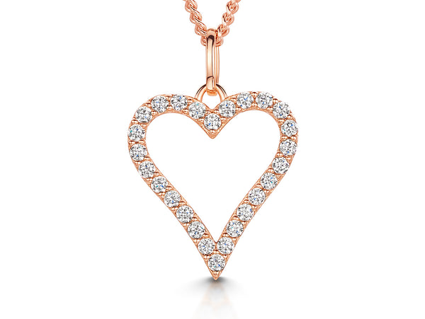 Rose Gold Heart Set With Cubic Zirconia  Surround - JOOLS By Jenny Brown