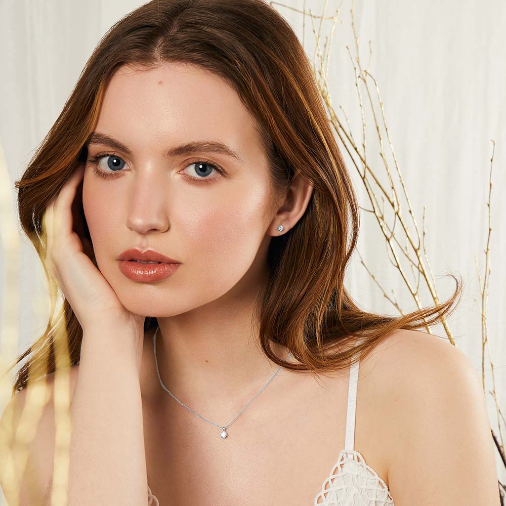 Sterling Silver Solitaire Pendant With Quarter Carat Rubover Cubic Zirconia