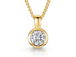 Load image into Gallery viewer, Yellow Gold Rubover Solitaire Pendant With A Cubic Zirconia Stone-JOOLS By Jenny Brown

