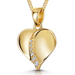 Load image into Gallery viewer, Yellow Gold Heart Pendant With Line of Cubic Zirconias-JOOLS by Jenny Brown

