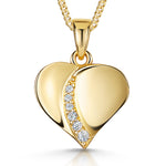 Load image into Gallery viewer, Yellow Gold Heart Pendant With Line of Cubic Zirconias-JOOLS by Jenny Brown
