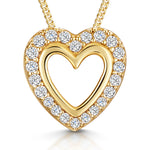 Load image into Gallery viewer, Yellow Gold Halo  Heart  Open Pendant With Pave Surround-JOOLS by Jenny Brown
