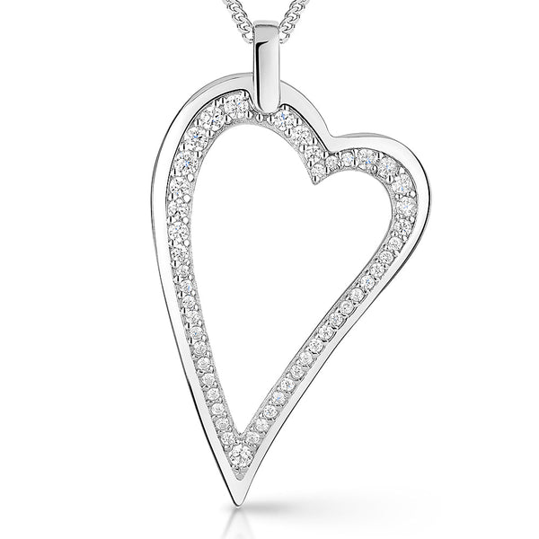 Sterling Silver Dali Heart Trimmed With Cubic Zirconias-JOOLS by Jenny Brown