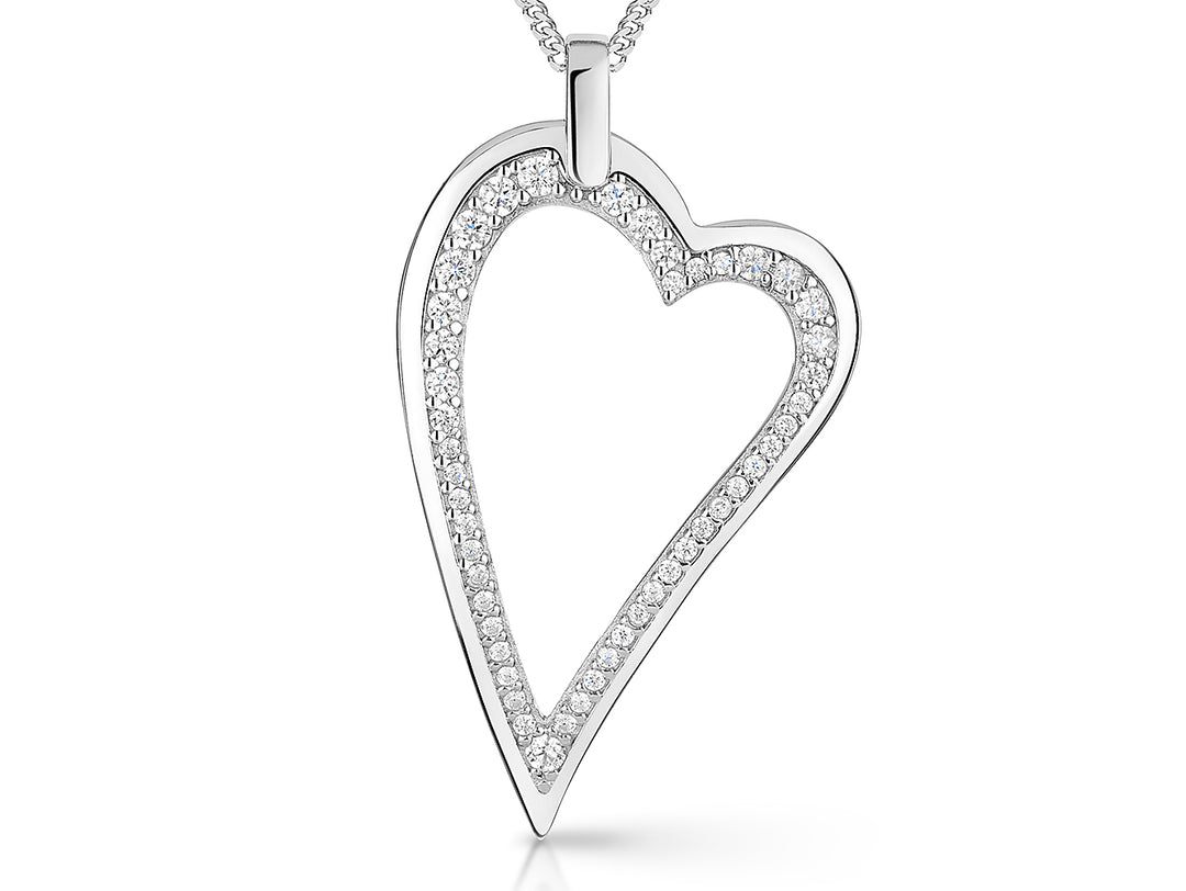 Sterling Silver Small Dali Heart Cubic Zirconia Pendant-JOOLS by Jenny Brown
