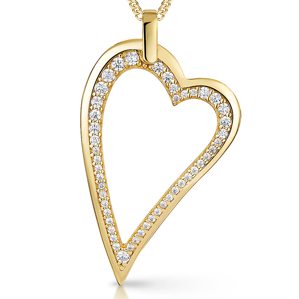 Yellow Gold Small Dali Heart Cubic Zirconia Pendant-JOOLS by Jenny Brown