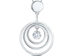 Load image into Gallery viewer, A sterling silver pendant with three silver rings and a suspended cubic zirconia center stone.-JOOLS by Jenny Brown
