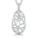 Load image into Gallery viewer, Sterling Silver Oval Pendant Filled With Flowers
