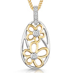 Load image into Gallery viewer, Sterling Silver And Yellow Gold Oval Pendant Filled With Flowers-JOOLS by Jenny Brown
