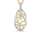 Load image into Gallery viewer, Sterling Silver And Yellow Gold Oval Pendant Filled With Flowers-JOOLS by Jenny Brown
