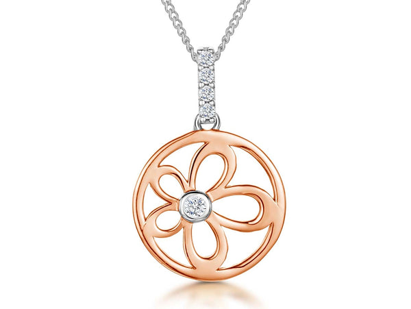 Sterling Silver Rose Gold Flower Circle Necklace - JOOLS By Jenny Brown