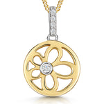 Load image into Gallery viewer, Yellow Gold Circle Pendant With Inner Flower Stencil
