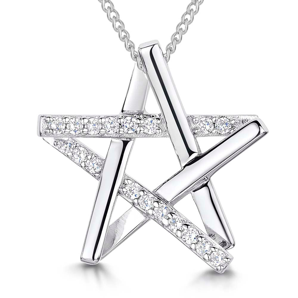 Sterling Silver Star Pendant Half Set With Cubic Zirconia's - JOOLS By Jenny Brown