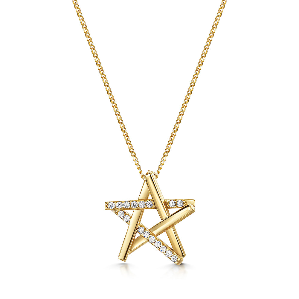 Yellow Gold 5 Sided Star Half Set With Cubic Zirconias- JOOLS By Jenny BrownY