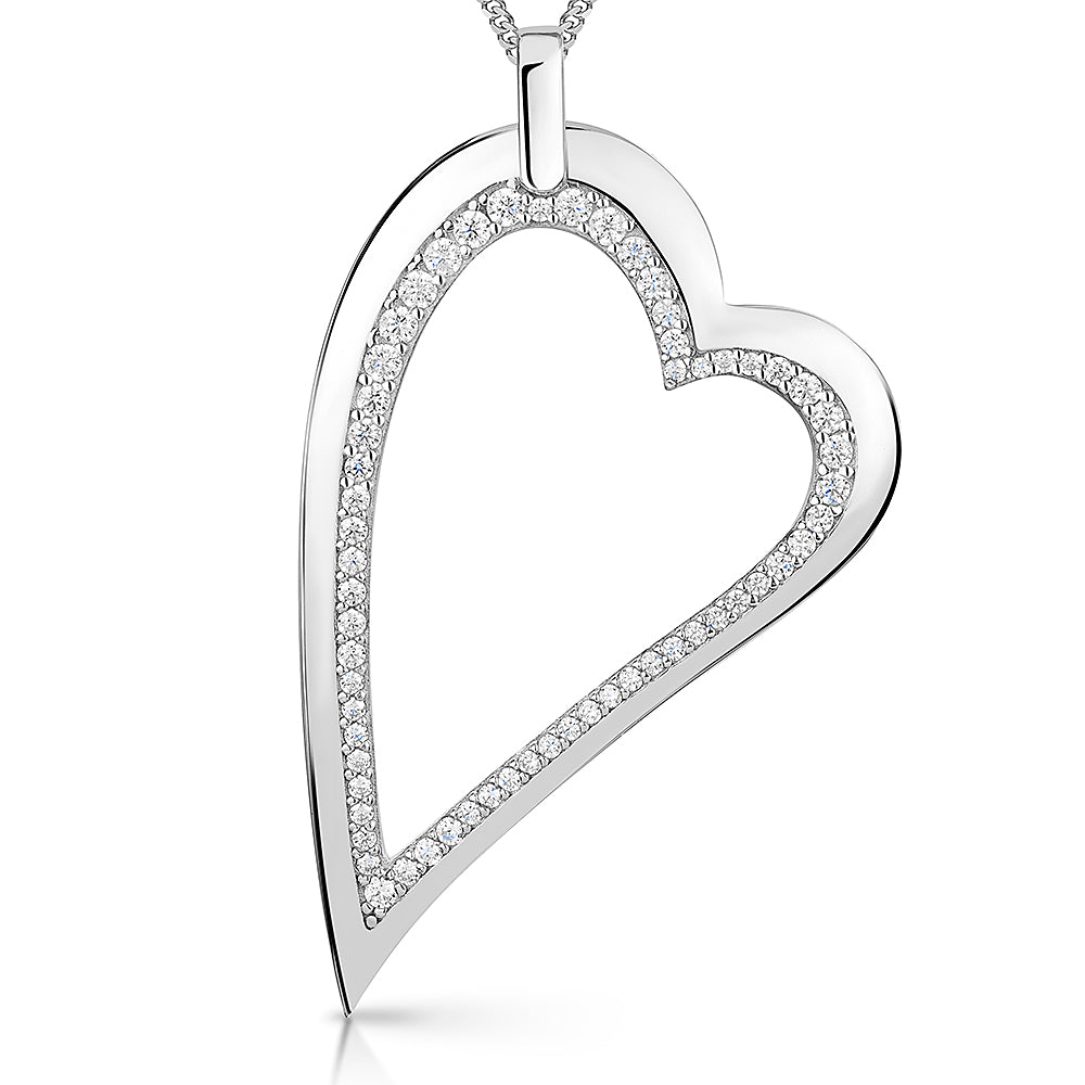 Sterling Silver Dali Heart Trimmed With Cubic Zirconias-JOOLS by Jenny Brown