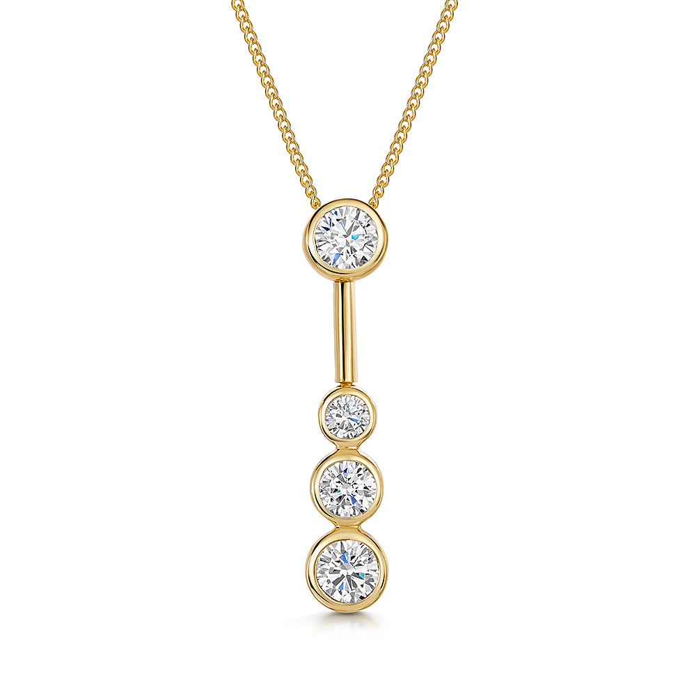 Yellow Gold Four Stone Drop Bubble Pendant