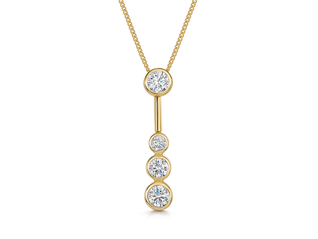 Yellow Gold Four Stone Drop Bubble Pendant - JOOLS By Jenny Brown