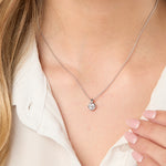 Load image into Gallery viewer, Silver necklace with a round rubover cubic zirconia stone-JOOLS by Jenny Brown
