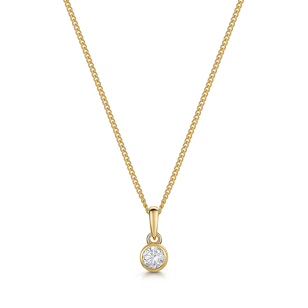 Yellow Gold Quarter Carat Solitaire Pendant-JOOLS by Jenny Brown