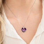 Load image into Gallery viewer, Silver Necklace with a heart-shaped purple pendant -JOOLS by Jenny Brown
