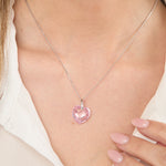 Load image into Gallery viewer, Sterling Silver Pink Faceted Heart Necklace

