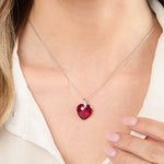 Load image into Gallery viewer, Sterling Silver Ruby Red Faceted Heart Necklace - JOOLS By Jenny Brown
