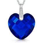 Load image into Gallery viewer, Sterling Silver  Sapphire Blue Faceted Heart  Zirconia Necklace-JOOLS by Jenny Brown
