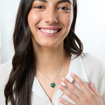 Load image into Gallery viewer, Sterling Silver  Emerald Green Faceted Heart  Zirconia Necklace-JOOLS by Jenny Brown
