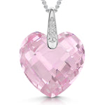 Load image into Gallery viewer, Sterling Silver Light Pink Faceted Heart  Zirconia Necklace-JOOLS by Jenny Brown
