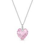 Load image into Gallery viewer, Sterling Silver Pink Faceted Heart Necklace

