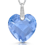 Load image into Gallery viewer, Sterling Silver  Topaz Blue Faceted Heart  Zirconia Necklace-JOOLS by Jenny Brown
