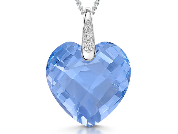 Sterling Silver Swiss Blue Topaz Faceted Heart Necklace-JOOLS by Jenny Brown