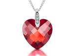 Load image into Gallery viewer, Sterling Silver Ruby Red Faceted Heart Necklace - JOOLS By Jenny Brown
