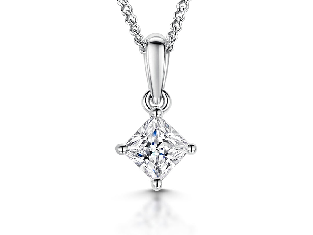 Sterling Silver Quarter Carat Square Cubic Zirconia Pendant