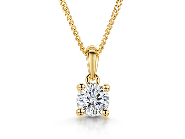 Yellow Gold Half Carat Cubic Zirconia  Solitaire Pendant-JOOLS by Jenny Brown 