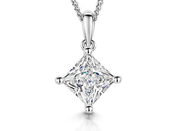 Sterling Silver 1.25 Carat Square Cubic Zirconia  Pendant-JOOLS by Jenny Brown