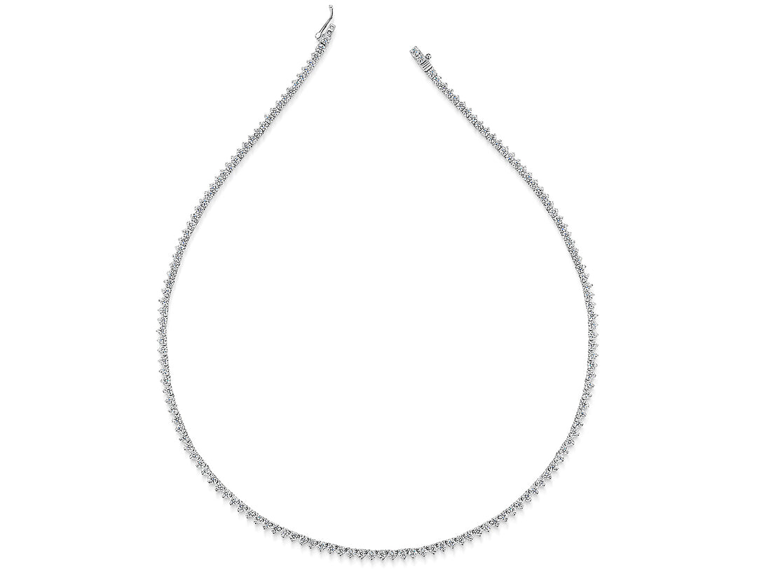 Sterling Silver 2.5mm Cubic Zirconia 3 Claw Full Tennis Necklace