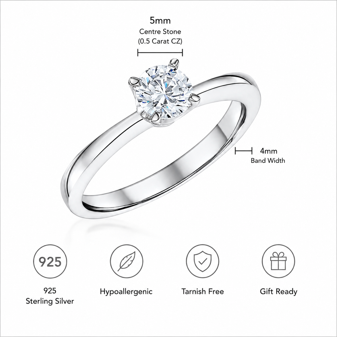 Sterling Silver Half Carat Solitaire Ring