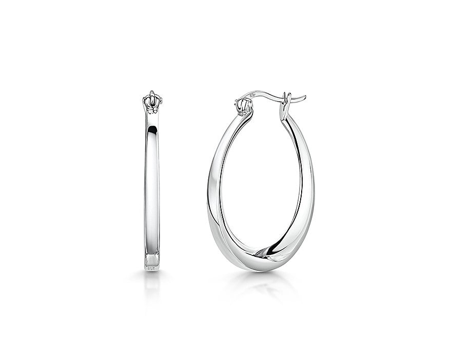 Sterling Silver Plain Oval Hoops Earrings -JOOLS by Jenny Brown