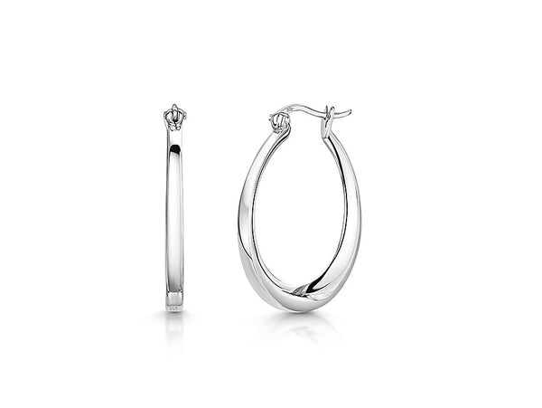 Sterling Silver Plain Oval Hoops Earrings -JOOLS by Jenny Brown