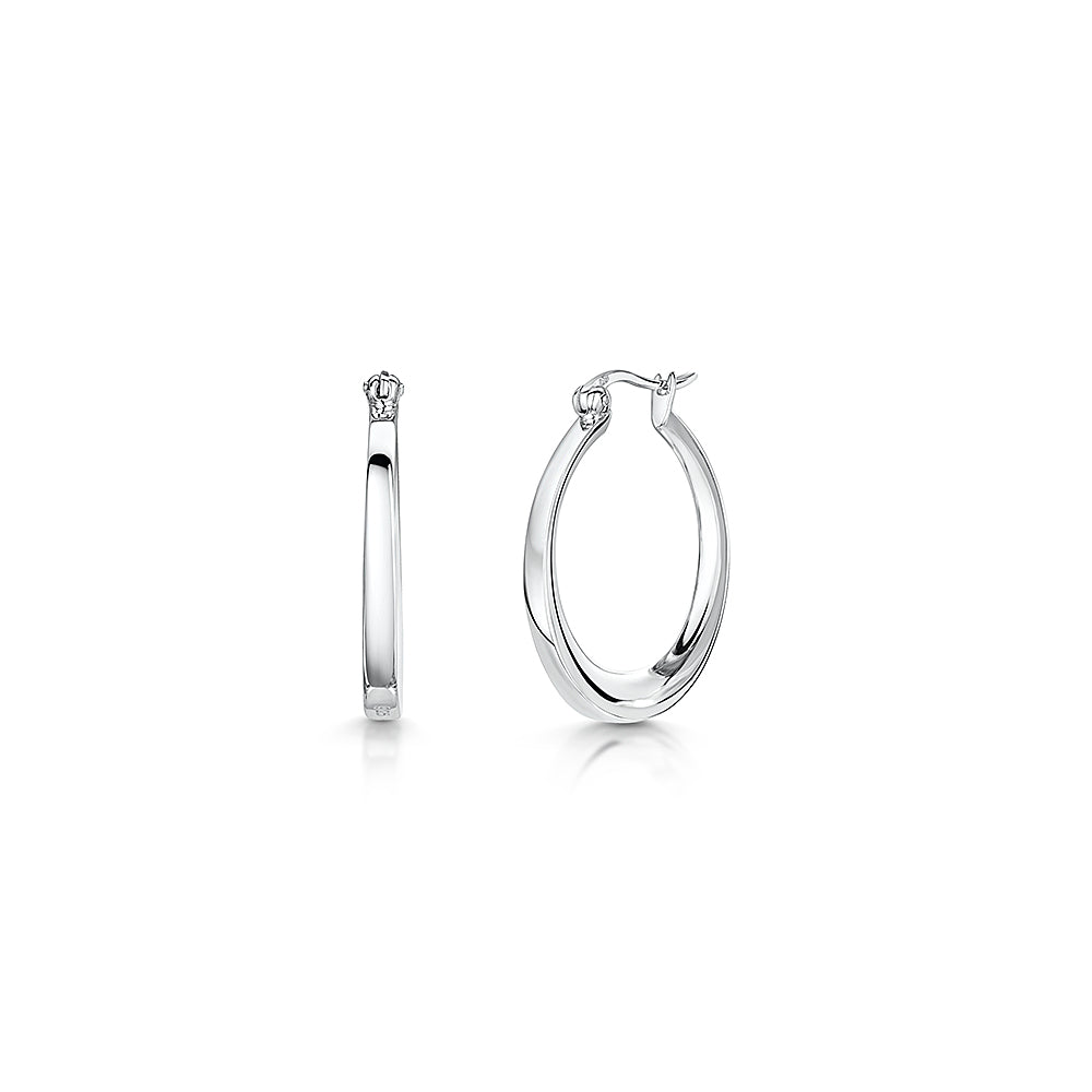 Sterling Silver  Solid  Classic Oval Oval Hoop Earrings