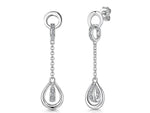 Load image into Gallery viewer, Sterling Silver Drop Earrings - Art Deco Style Set With A Drop Oval Feature and Cubic Zirconia Centres
