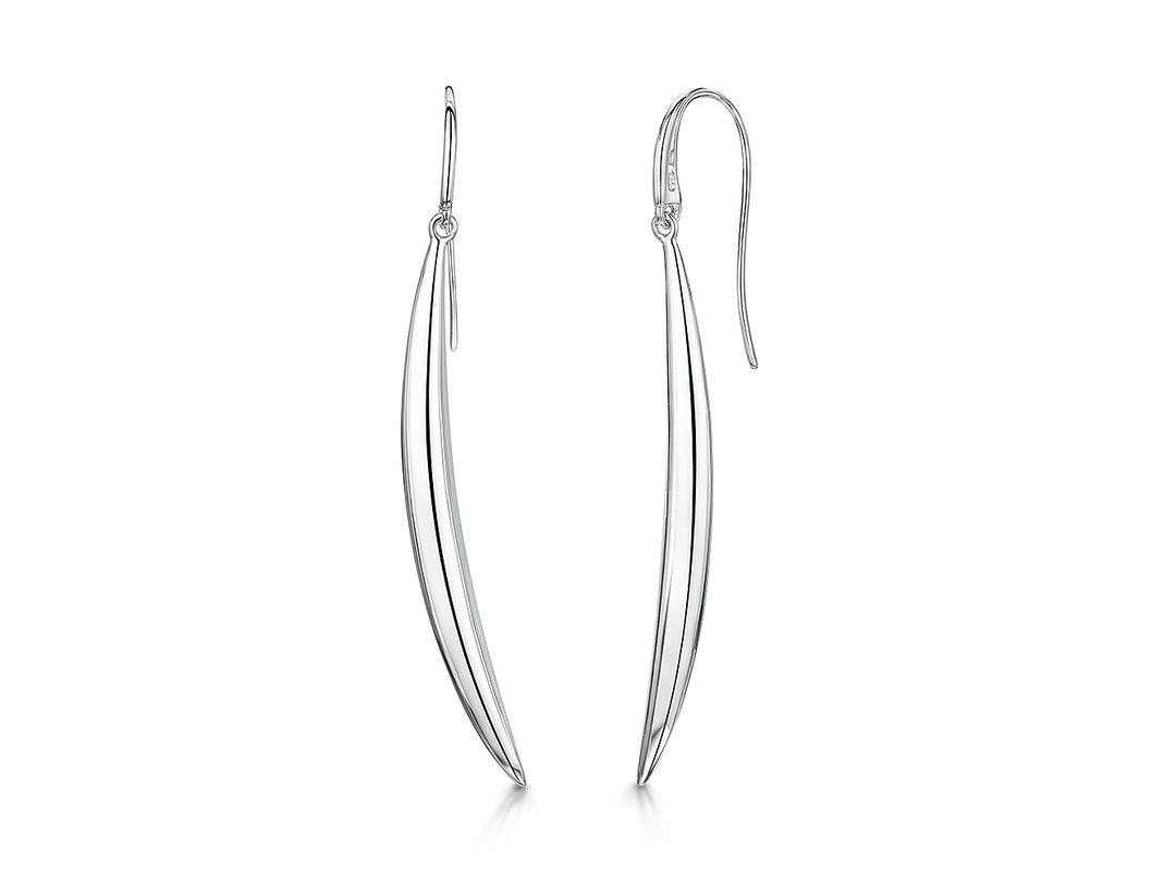 Sterling Silver  Long Elegant Curve Earrings