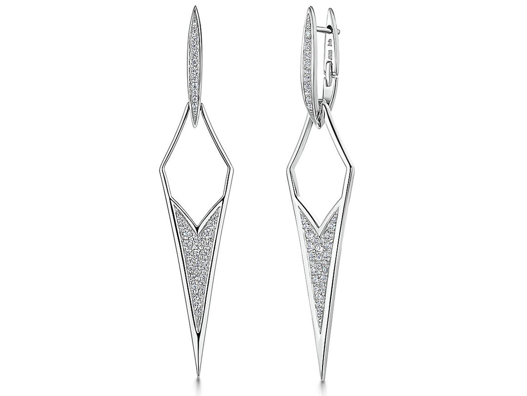 Sterling Silver  Art Deco Diamond Shape Cubic Zirconia