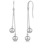 Load image into Gallery viewer, Sterling Silver  Two Ball Drop Earrings With Fishook
