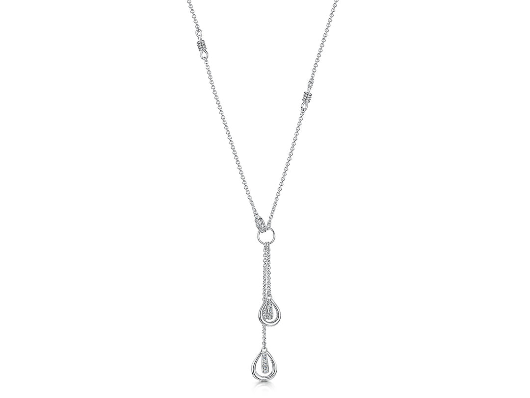 Sterling Silver Drop Necklace  Art Deco Style